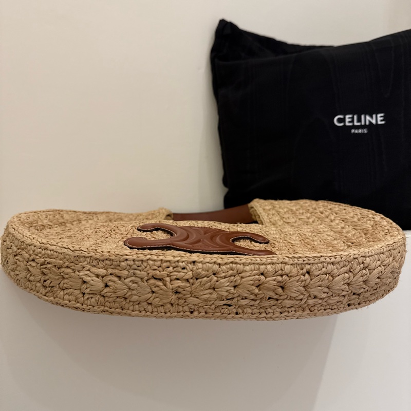 CELINE CLASSIC PANIER HOBO BAG IN RAFFIA AND CALFSKIN-7
