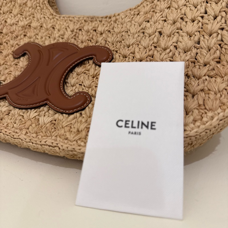 CELINE CLASSIC PANIER HOBO BAG IN RAFFIA AND CALFSKIN-9
