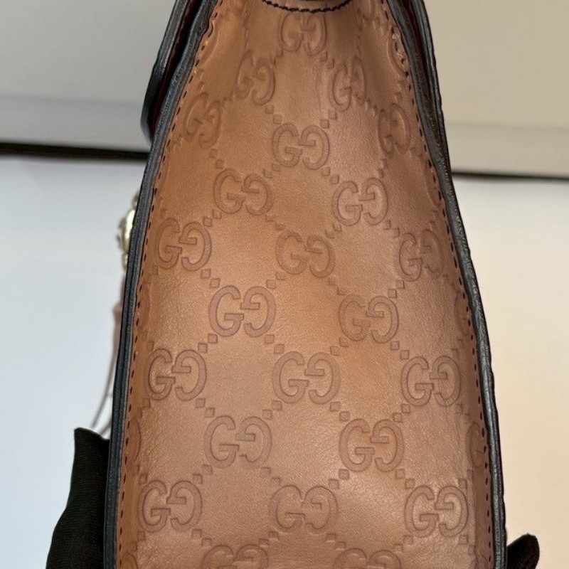 Gucci 淡金鍊膚色皮革壓紋口蓋肩背包-8