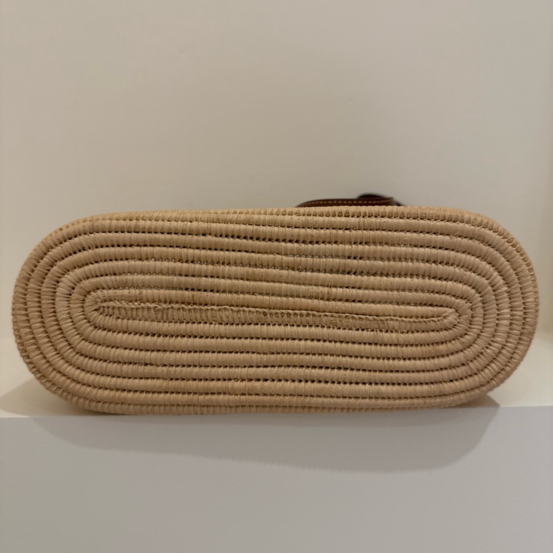 LOEWE 品牌烙印LOGO拼接手提包肩背包草編包-7