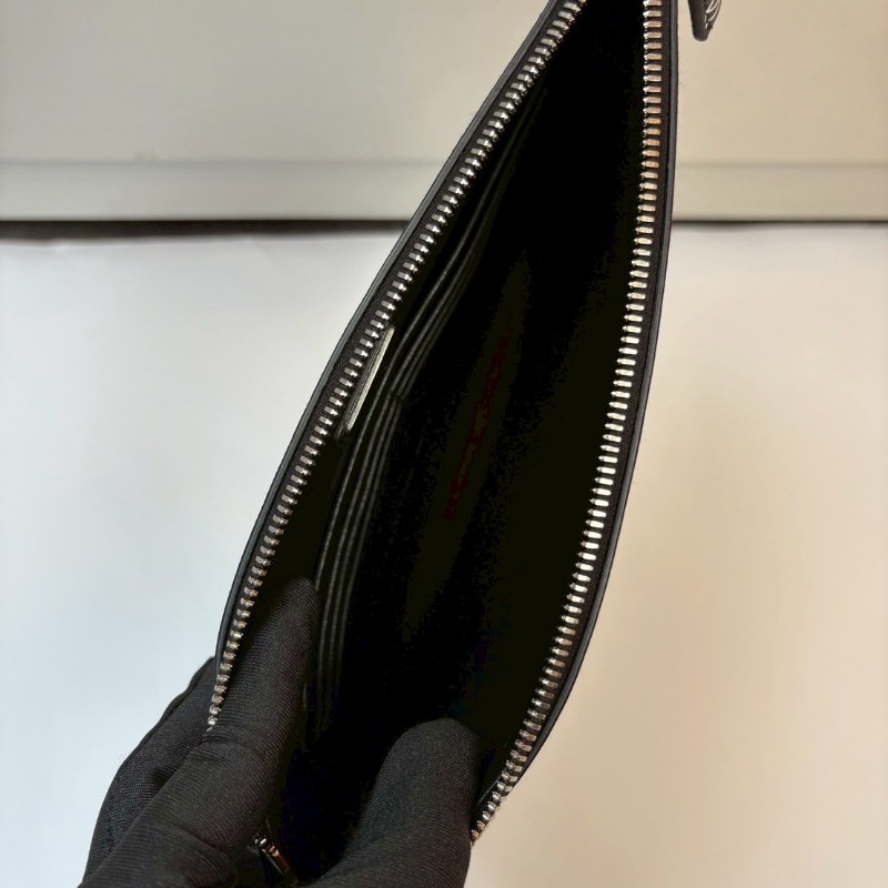 Prada 黑皮白鳥圖手拿包-8