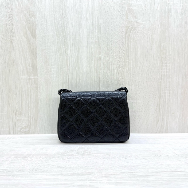 CHANEL黑色荔枝皮so black季節款方胖AS1784-1