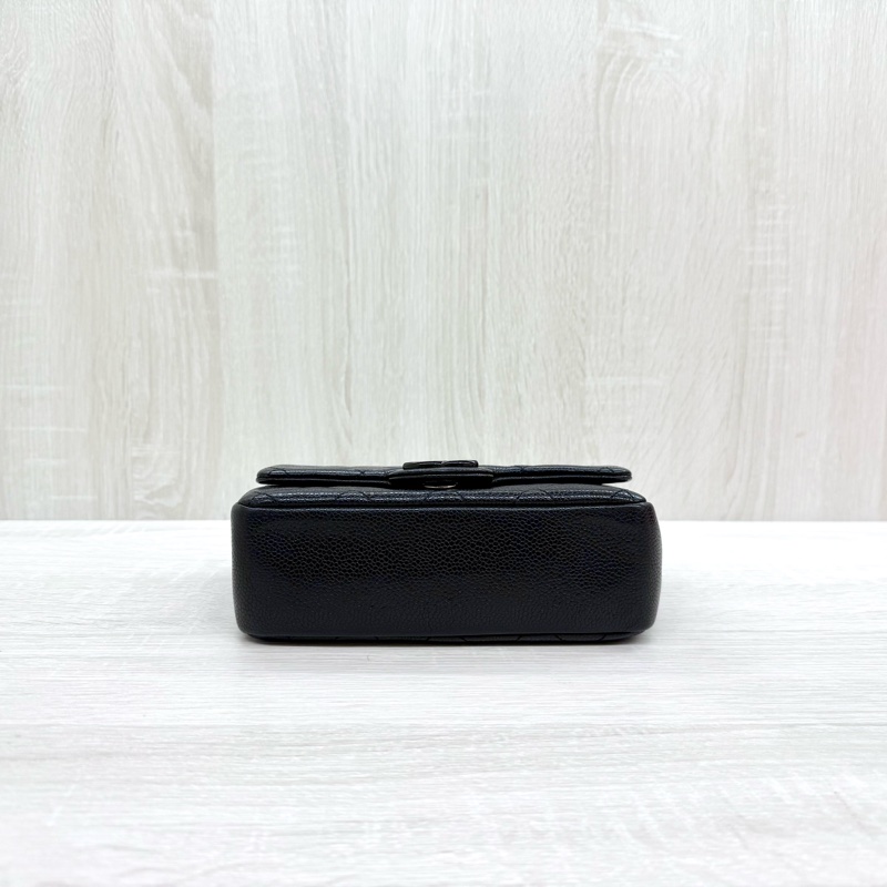 CHANEL黑色荔枝皮so black季節款方胖AS1784-5