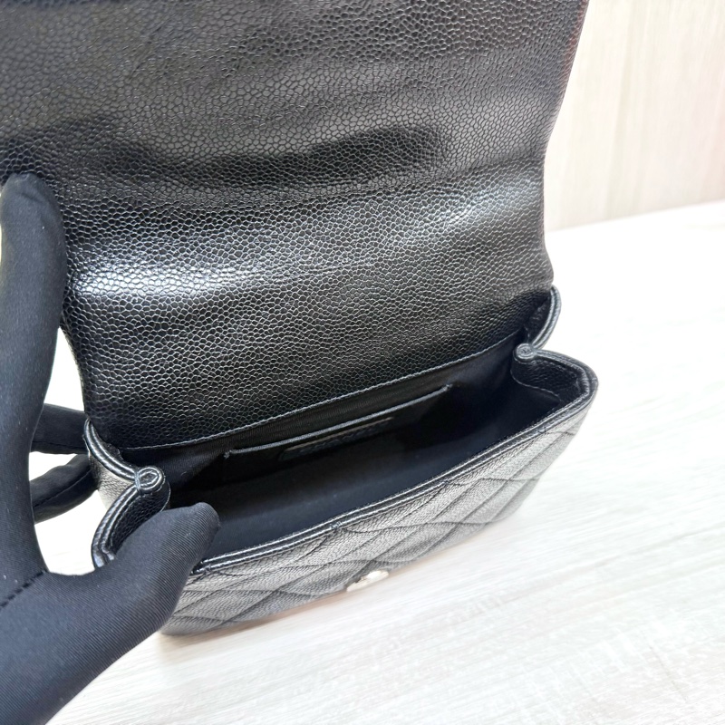 CHANEL黑色荔枝皮so black季節款方胖AS1784-10