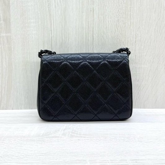 CHANEL黑色荔枝皮so black季節款方胖AS1784-2