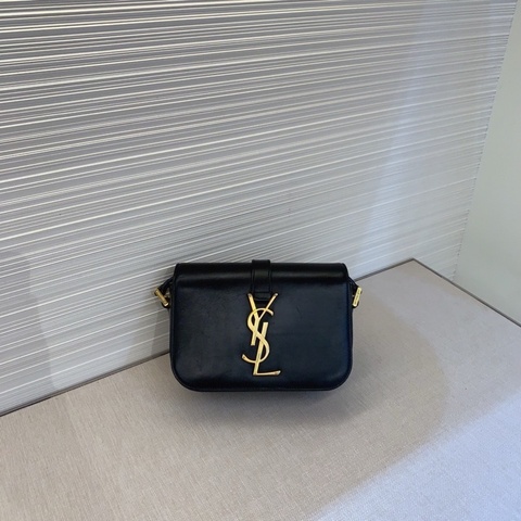 98新 YSL HIGH SCHOOL學院風黑色牛皮斜挎包
