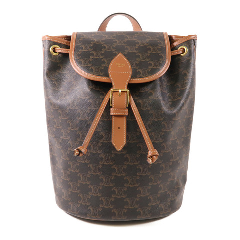 CELINE 塗層帆布Medium Backpack Foico金扣背包