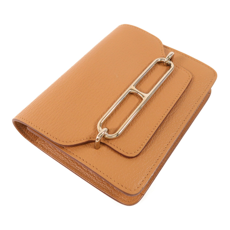 HERMES Chevre皮革Roulis Slim銀扣錢包-2