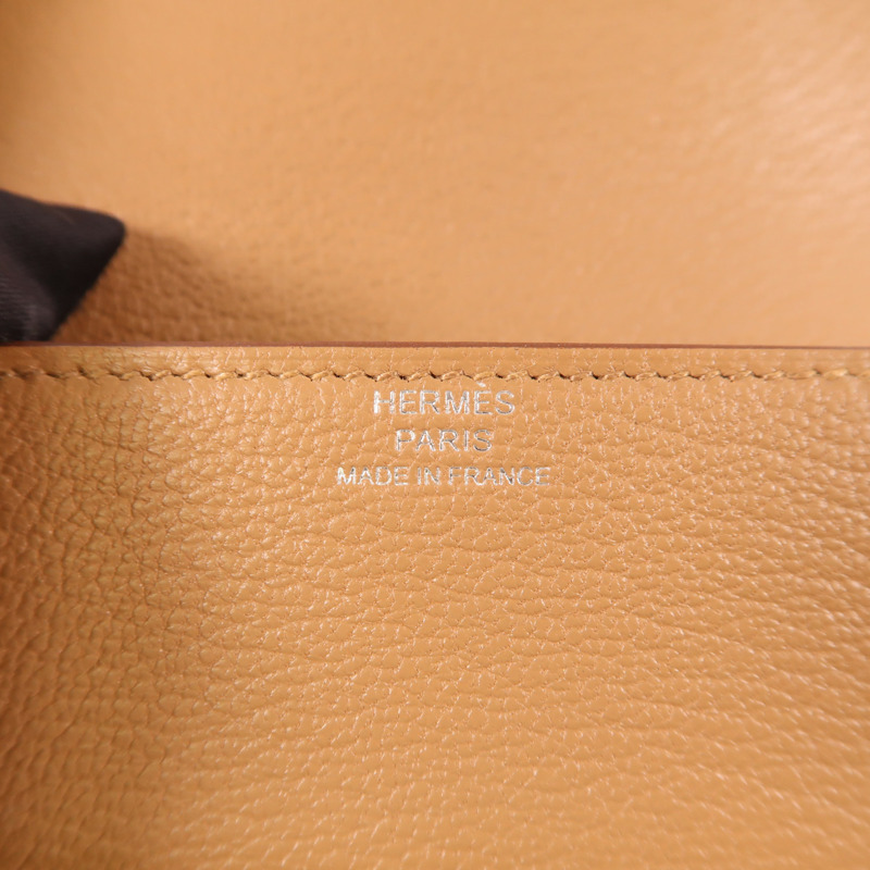 HERMES Chevre皮革Roulis Slim銀扣錢包-5