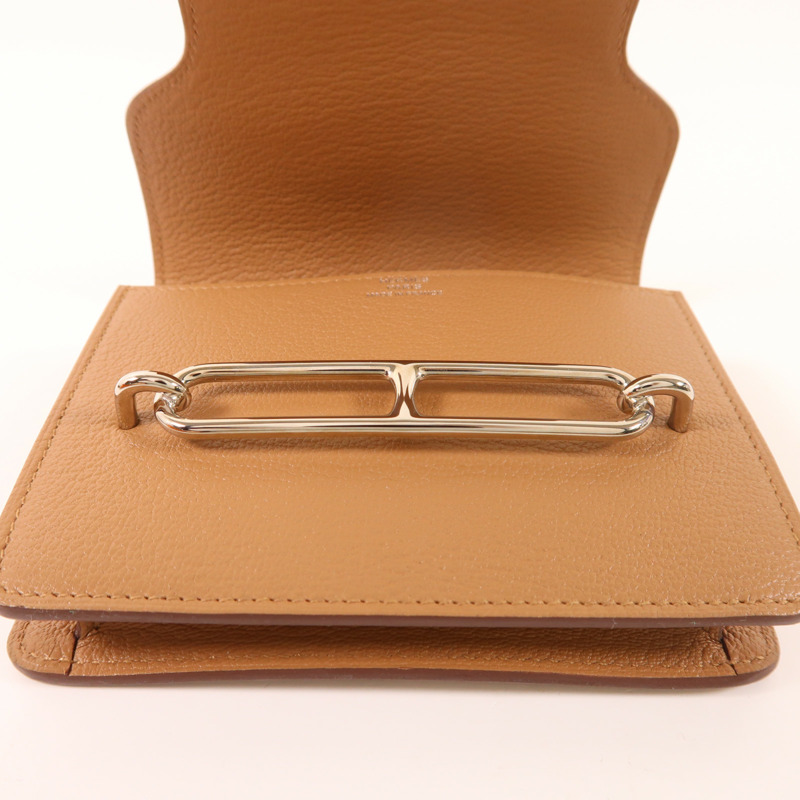 HERMES Chevre皮革Roulis Slim銀扣錢包-7
