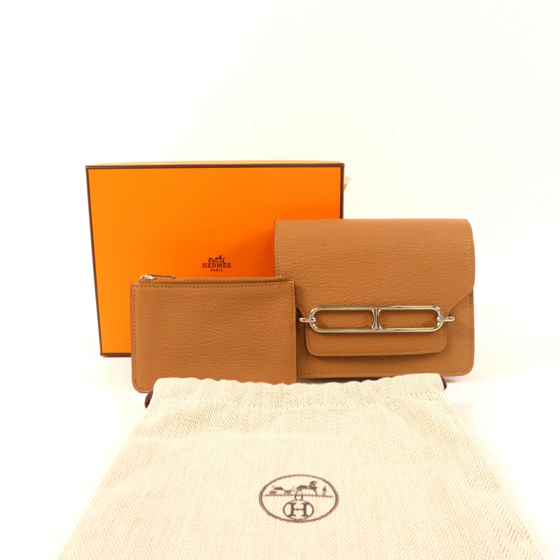 HERMES Chevre皮革Roulis Slim銀扣錢包-9