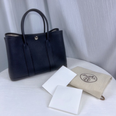99新愛馬仕Hermes 黑銀全皮花園包，Garden+party30