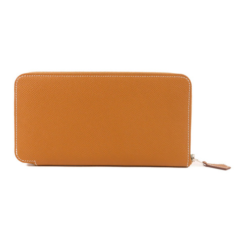 HERMES Epsom皮革Silk-In Wallet銀扣長錢包Gold