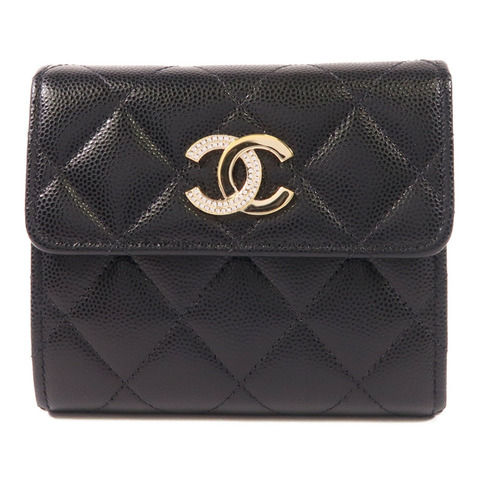 CHANEL 牛皮皮革Wallet金扣錢包
