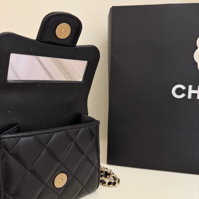 CHANEL 菱格紋提把小廢包-4