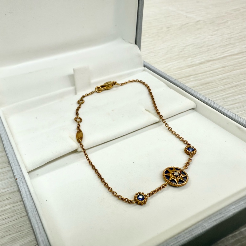 DIOR 18K金色青金石八芒星帶鑽手鍊-3