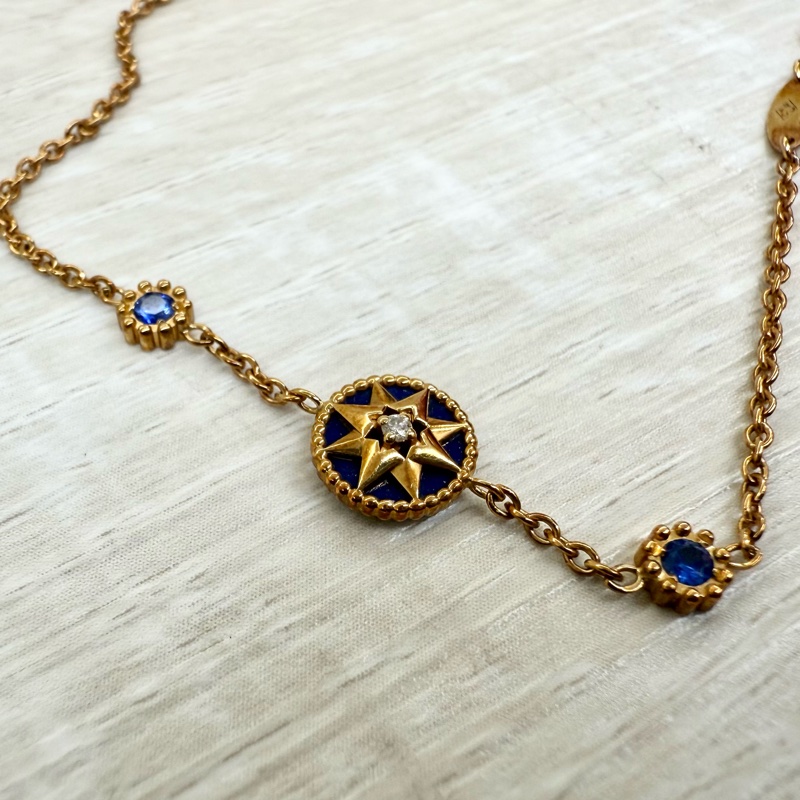 DIOR 18K金色青金石八芒星帶鑽手鍊-7