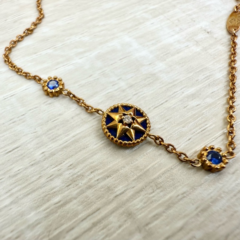 DIOR 18K金色青金石八芒星帶鑽手鍊-11