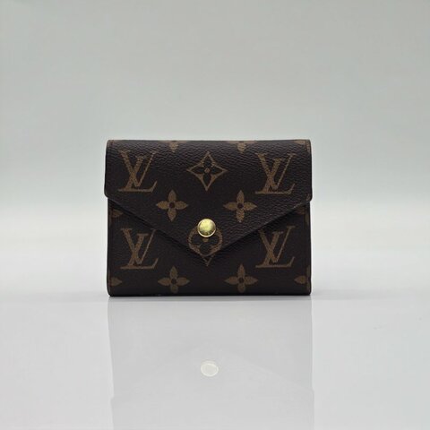 【配件齊♥️ 送人自用都合適】LOUIS VUITTON Victorine 經典 棕色 三折短夾 錢包 錢夾 零錢包 卡包