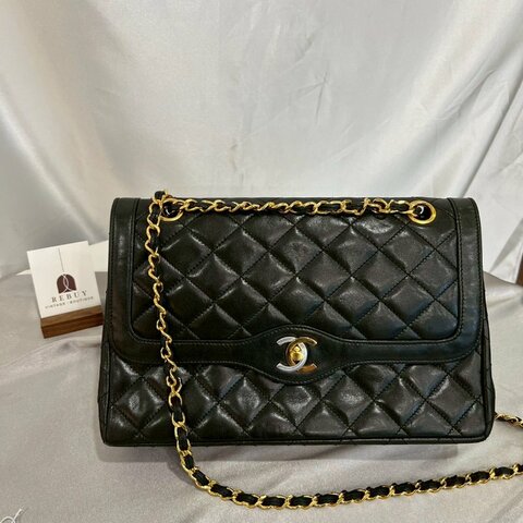 CHANEL 2開 黑羊皮金銀扣巴黎限定CF25