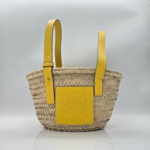 【閒置品♡海邊沙灘款】LOEWE 🍋 檸檬黃 拉菲草 菜籃子 草編包 編織包