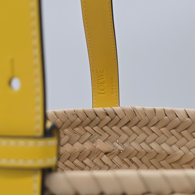 【閒置品🍋 度假沙灘】LOEWE 🇪🇸 檸檬黃 拉菲草 菜籃子 草編包 編織包-8
