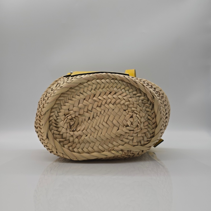 【閒置品🍋 度假沙灘】LOEWE 🇪🇸 檸檬黃 拉菲草 菜籃子 草編包 編織包-10