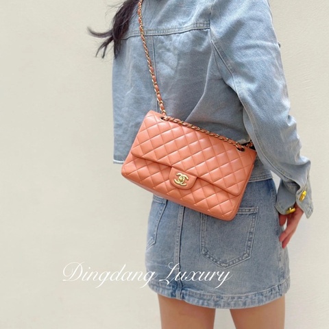 chanel CF 中號 粉桔色  25.5cm*15.5cm *6.5cm