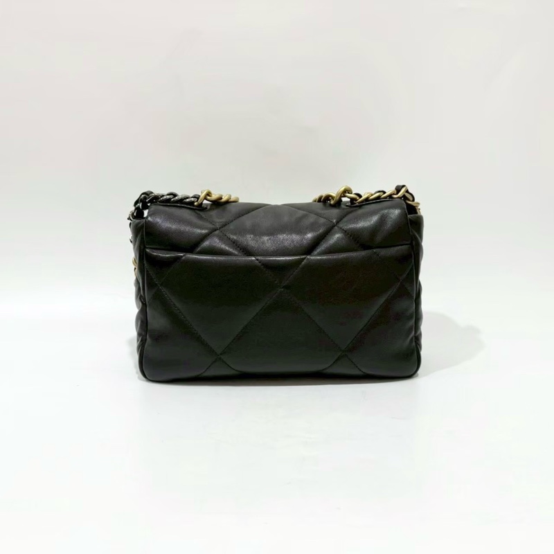 CHANEL黑色羊皮金釦19系列26CM/AS1160-1