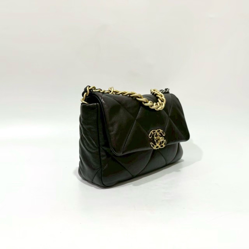 CHANEL黑色羊皮金釦19系列26CM/AS1160-3