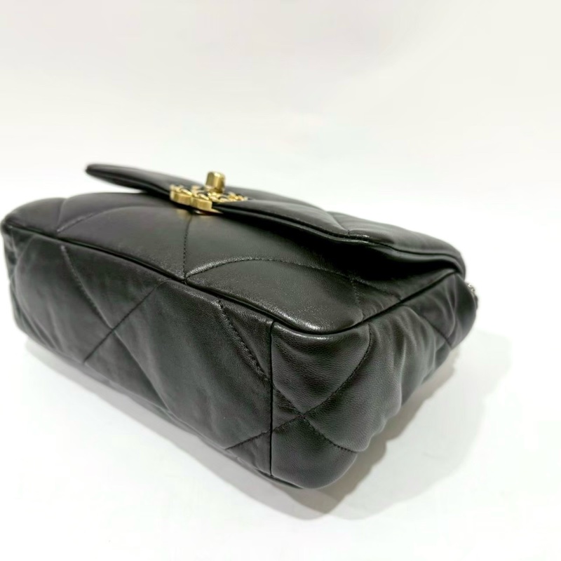 CHANEL黑色羊皮金釦19系列26CM/AS1160-6