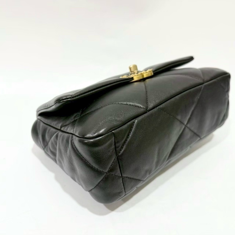 CHANEL黑色羊皮金釦19系列26CM/AS1160-7