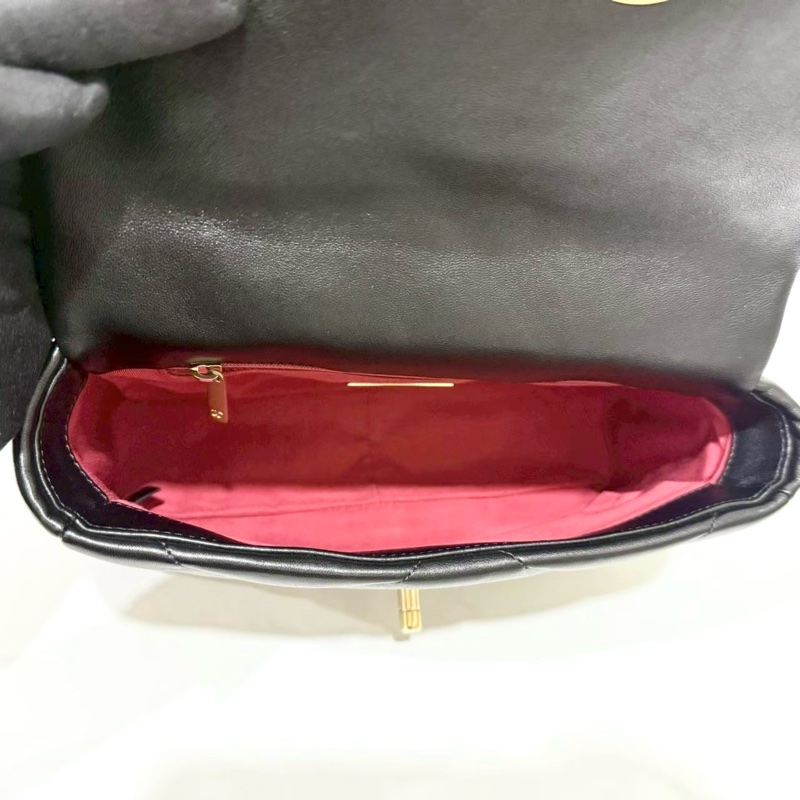 CHANEL黑色羊皮金釦19系列26CM/AS1160-9