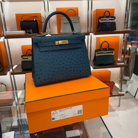 HERMÈS kelly28  A刻  7C 珊瑚藍