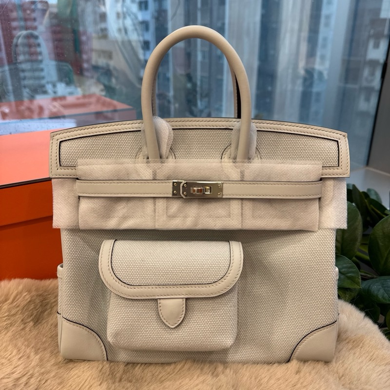 HERMES cargo25 n4鉑金灰銀扣 stamp K-0