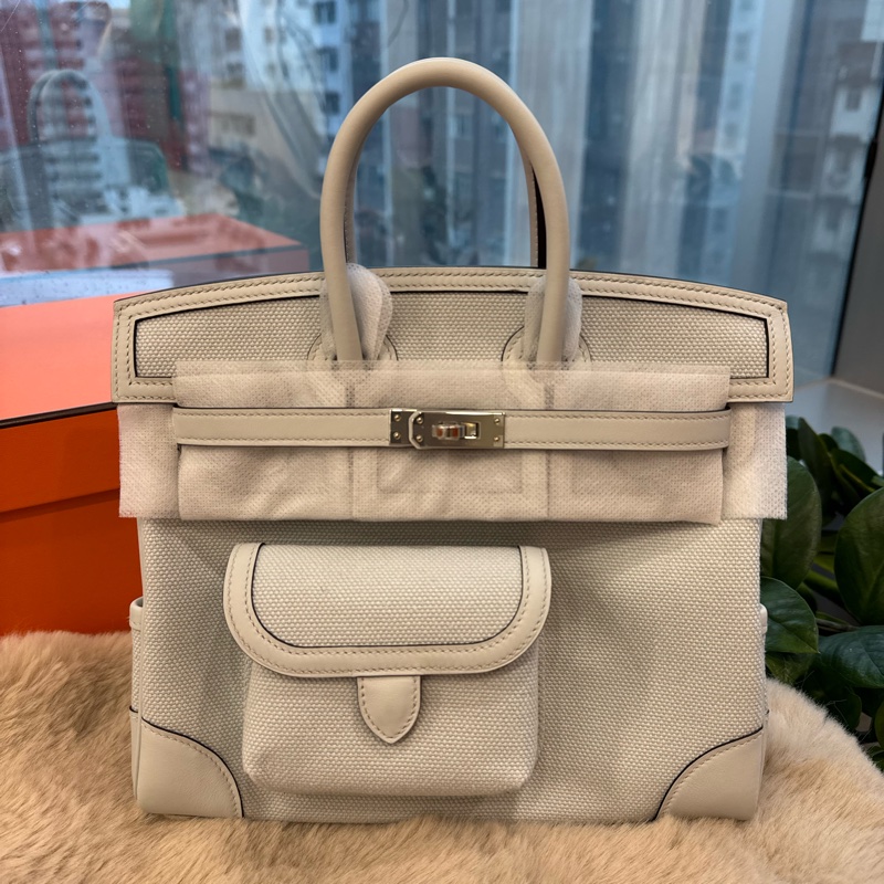 HERMES cargo25 n4鉑金灰銀扣 stamp K-6