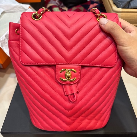Chanel 香奈兒 桃紅色 肩背後背包