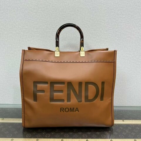 ✨FENDI 焦糖色 sunshine陽光托特包 41*34*18  98新配件塵袋