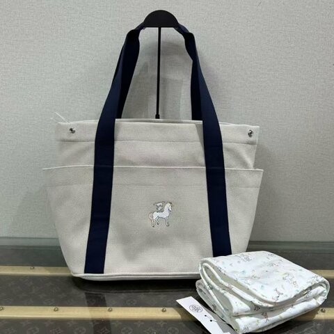 ✨HERMES Cabriole napp帆布三件套媽咪手提肩背包 37*32*18 全新閒置