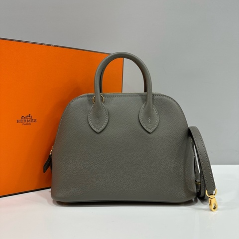 hermes OL積雨雲灰皮金釦柏麗包 mini bolide