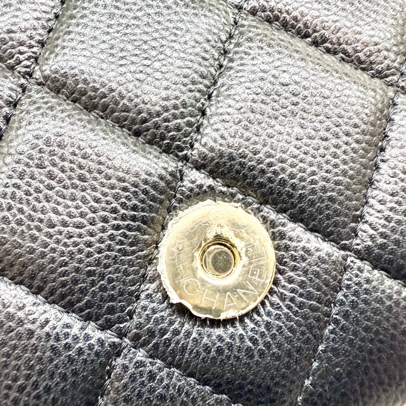 Chanel黑色淡金牛皮下蓋三折WOC /AP3547-11