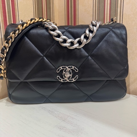CHANEL 19bag 30cm 晶片款 銀扣
