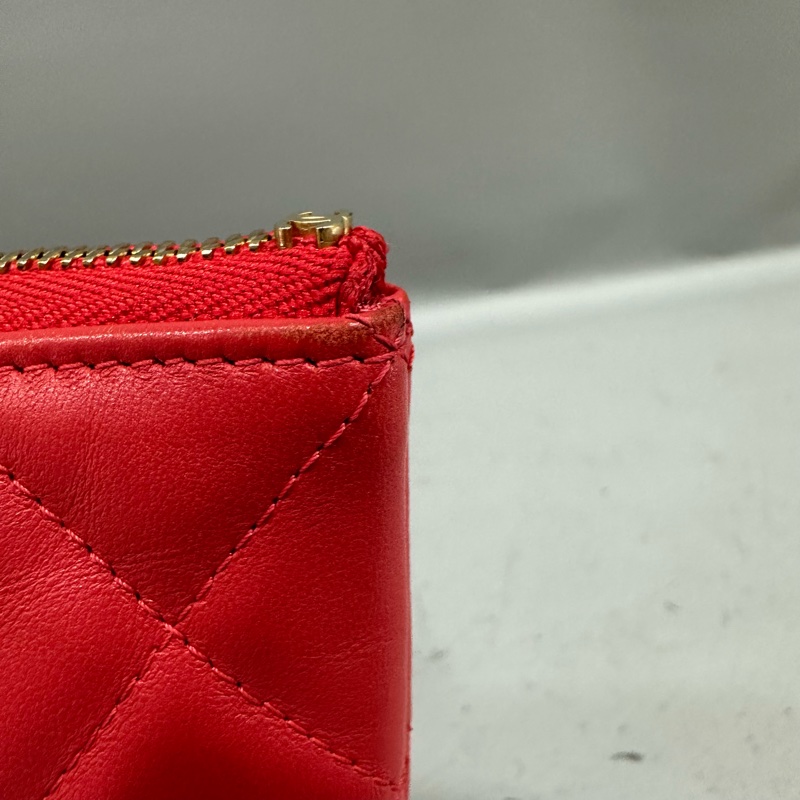 chanel A82045 蜜桃色羊皮金釦 手拿包-17