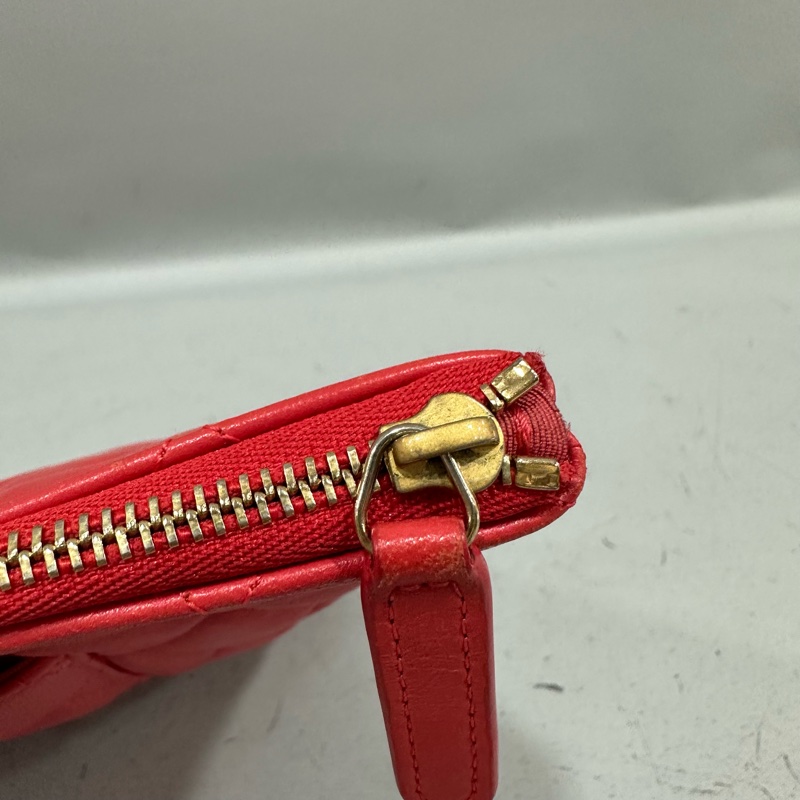 chanel A82045 蜜桃色羊皮金釦 手拿包-21