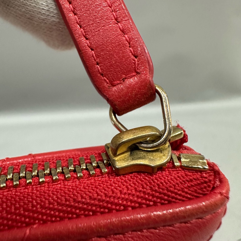 chanel A82045 蜜桃色羊皮金釦 手拿包-22