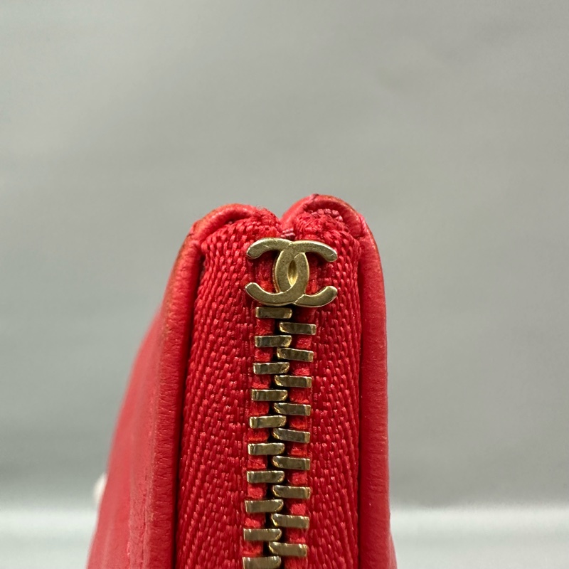 chanel A82045 蜜桃色羊皮金釦 手拿包-23