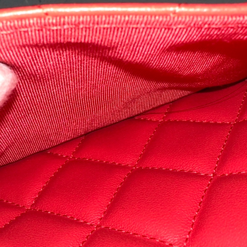 chanel A82045 蜜桃色羊皮金釦 手拿包-26