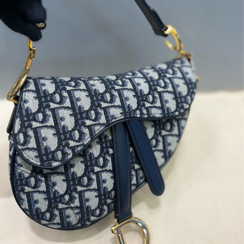 Dior 藍色小馬鞍包-5