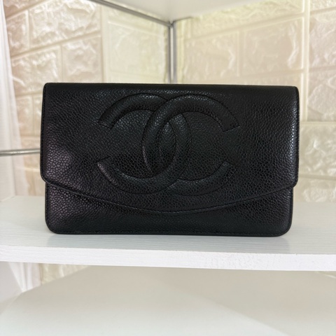 Chanel 黑金魚子醬長款錢包
