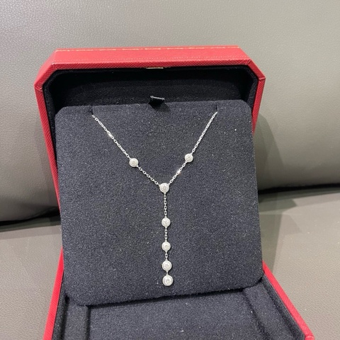Cartier卡地亚白金飞碟钻石Y字项链